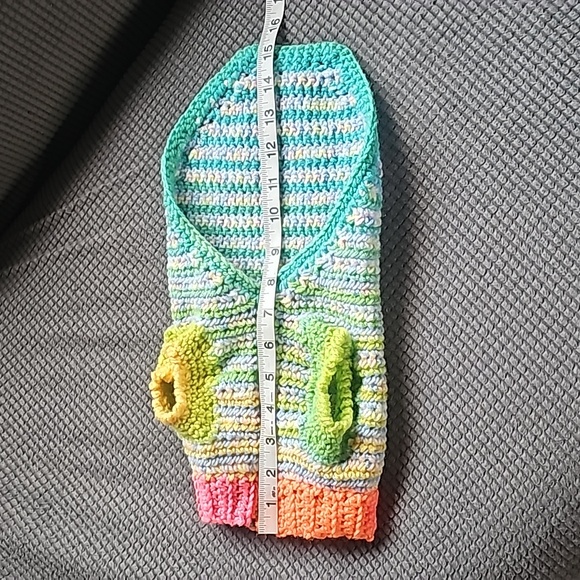 HANDMADE Homemade Small Dog Coat  orange green blue yellow pink Acrylic - Picture 8 of 11